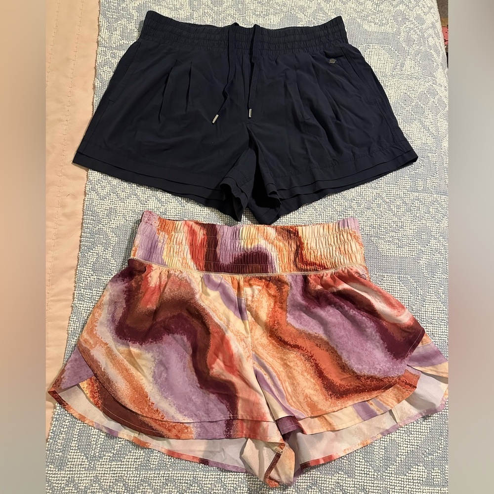 LOT of 2 CALIA Women's High Waist Navy and colorful athletic shorts sz L